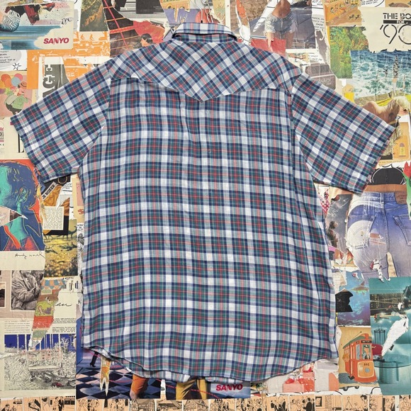 GR Gentleman's Row Plaid Western Pearl Snap Button Short Sleeve Shirt XL - Picture 7 of 7